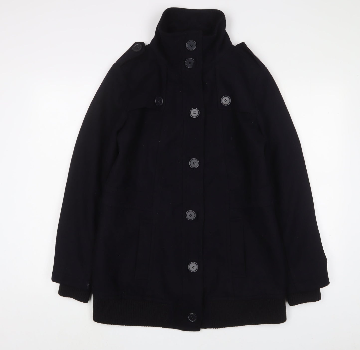 Marks and Spencer Womens Blue Military Jacket Jacket Size 14 Button