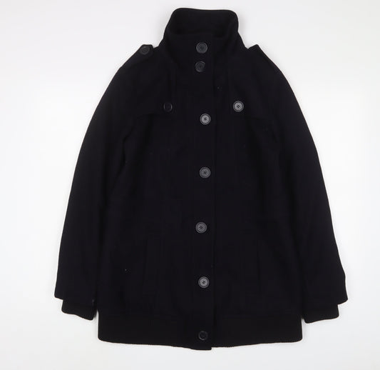 Marks and Spencer Womens Blue Military Jacket Jacket Size 14 Button