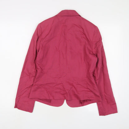 Back view of mex women’s pink jacket blazer, size UK 10, button
