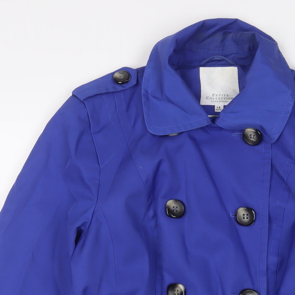 Debenhams Womens Purple Overcoat Coat Size 14 Button - Belted