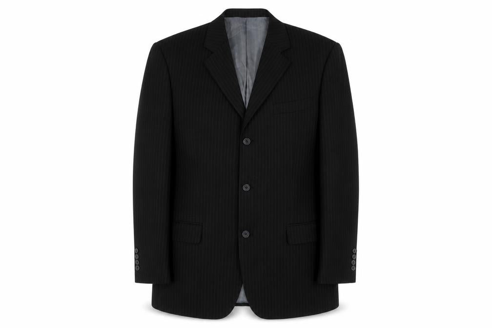 Taylor & Reece Mens Black Striped Polyester Jacket Suit Jacket Size 40 Regular