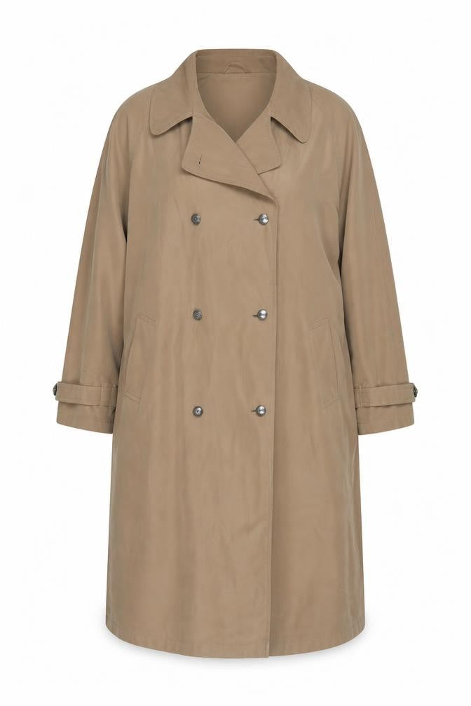 Wardrobe Womens Beige Overcoat Coat Size 24 Button