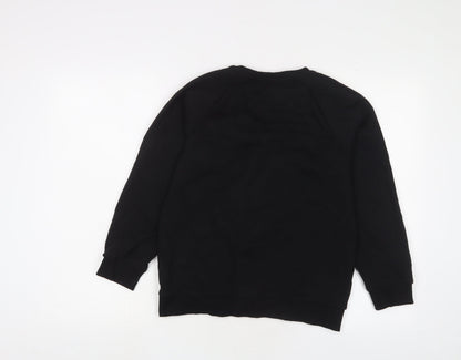 Preloved Stitche Girls Black Cotton Pullover Sweatshirt Size 11-12 Years Pullover - Back