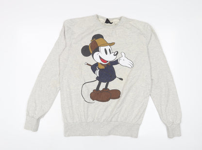 Preloved Disney Womens Grey Cotton Pullover Sweatshirt Size M Pullover - Mickey Mouse - Front