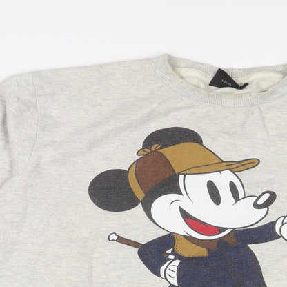 Preloved Disney Womens Grey Cotton Pullover Sweatshirt Size M Pullover - Mickey Mouse - Detail