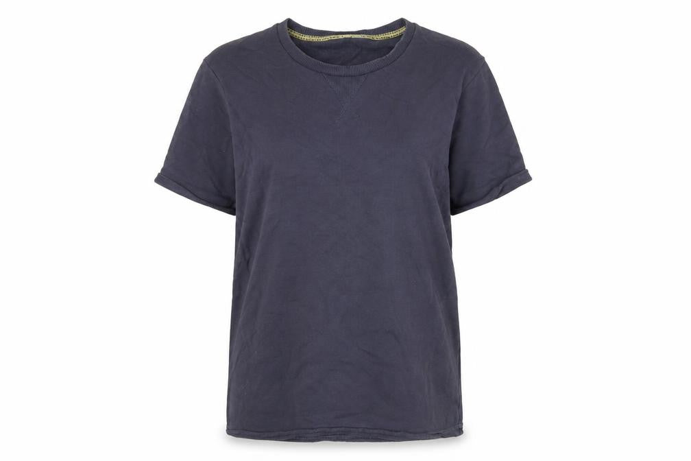 Selected Womens Blue Cotton Basic T-Shirt Size L Crew Neck