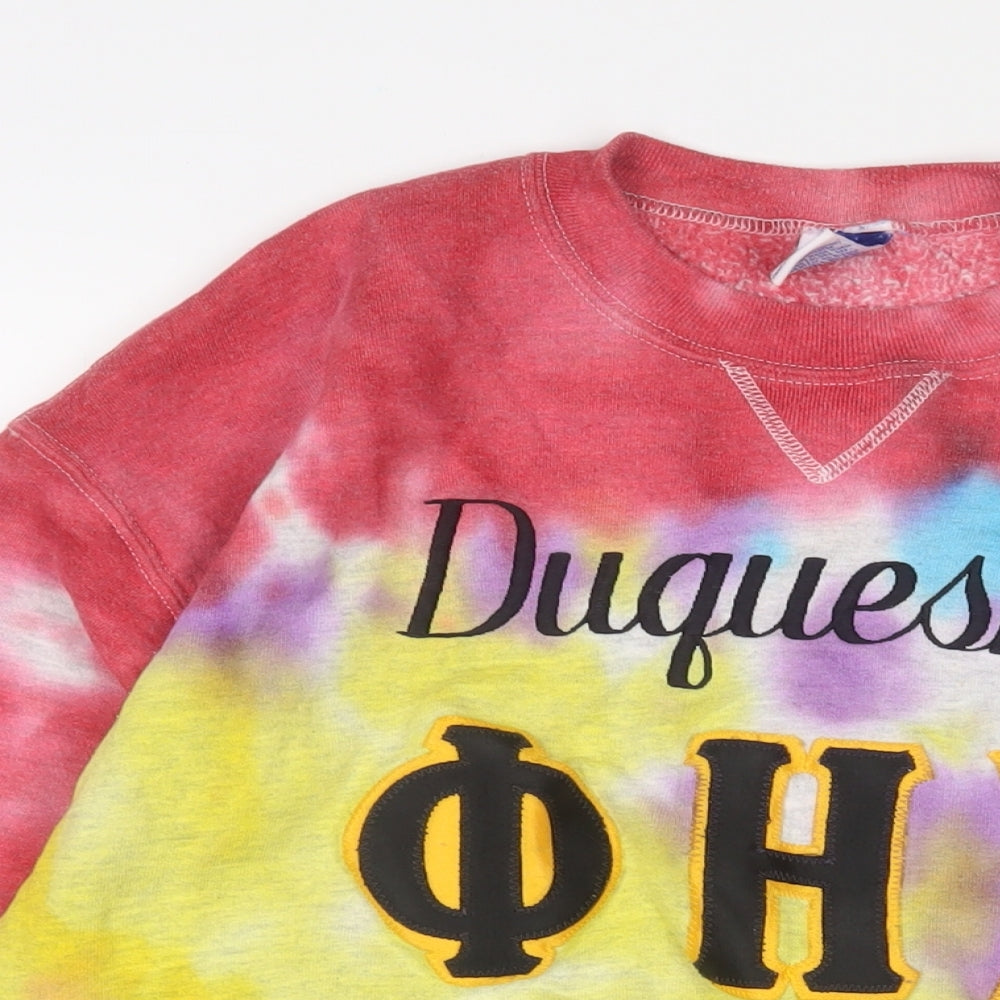 Russell Athletic Womens Multicoloured Geometric Cotton Pullover Sweatshirt Size L Pullover - Embroidered