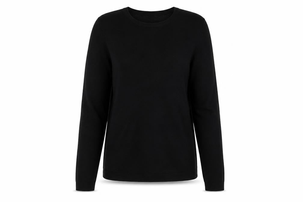 CELCIL Womens Black Crew Neck Cotton Pullover Jumper Size S