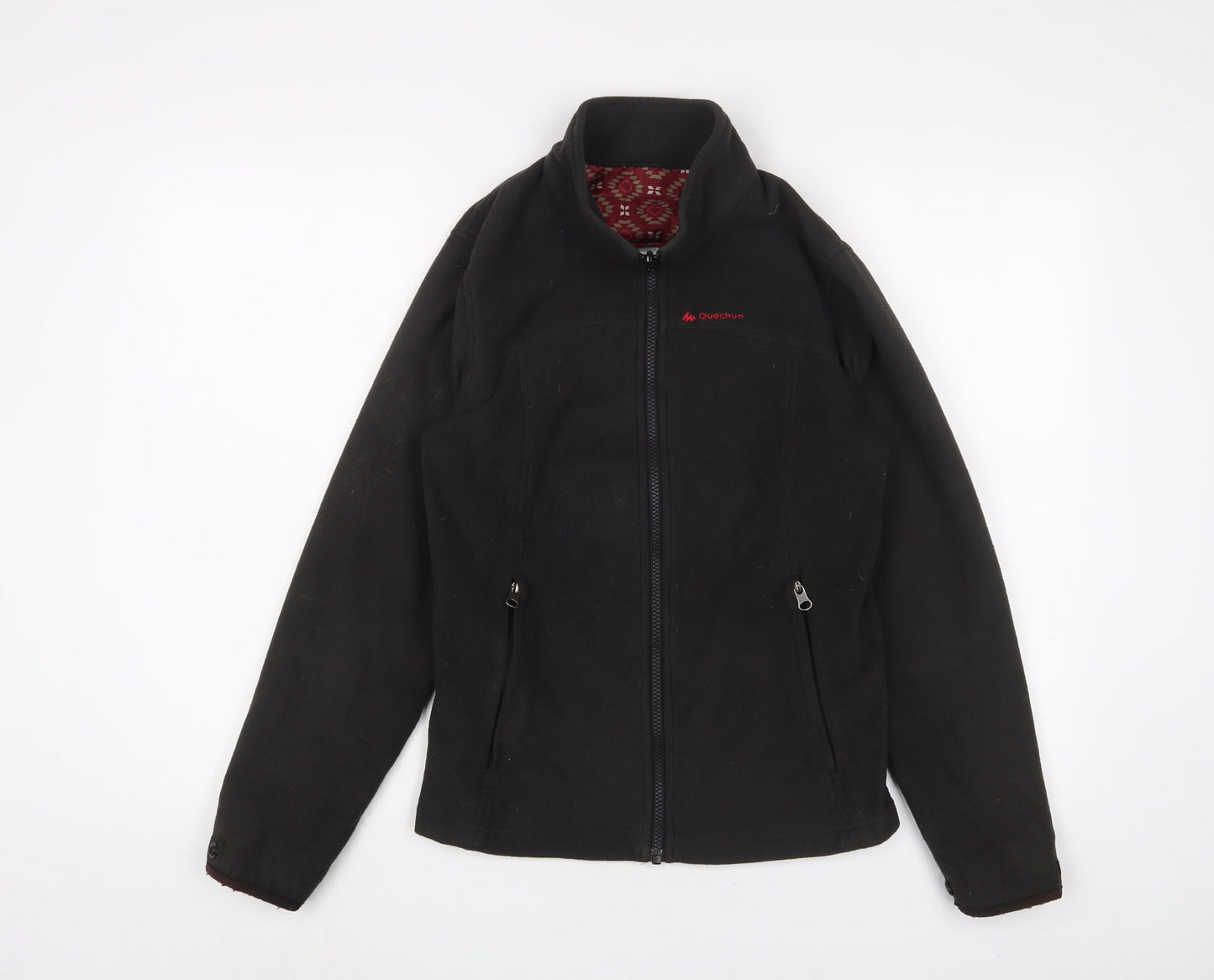 DECATHLON Womens Black Jacket Size M Zip - Logo, Embroidered
