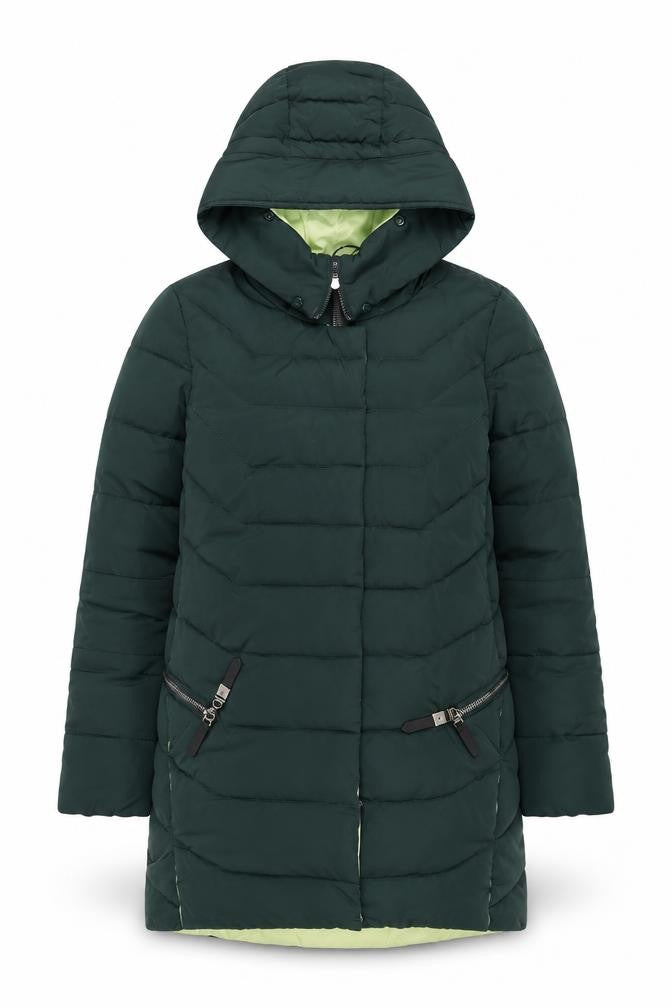 PEERCAT Womens Green Quilted Coat Size M Zip - Zip Pockets