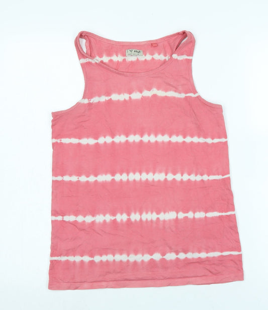 NEXT Girls Pink Cotton Basic Tank Size 12 Years Scoop Neck