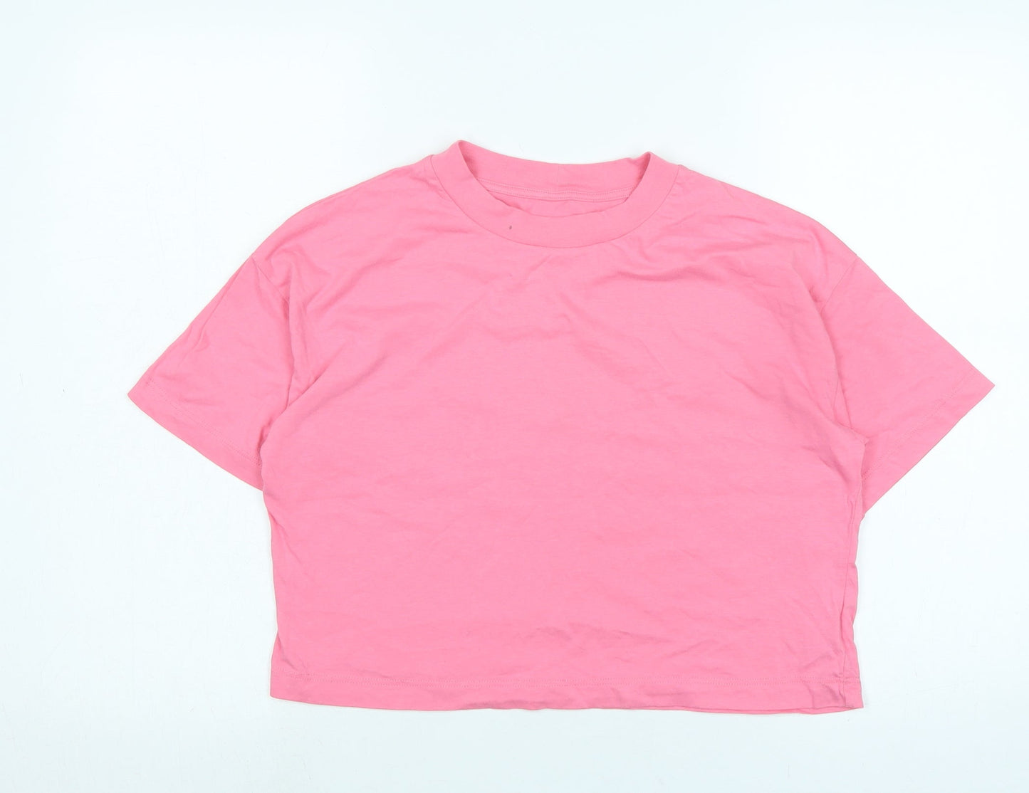 River Island Womens Pink Cotton Basic T-Shirt Size 8 Crew Neck