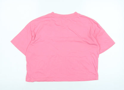 River Island Womens Pink Cotton Basic T-Shirt Size 8 Crew Neck