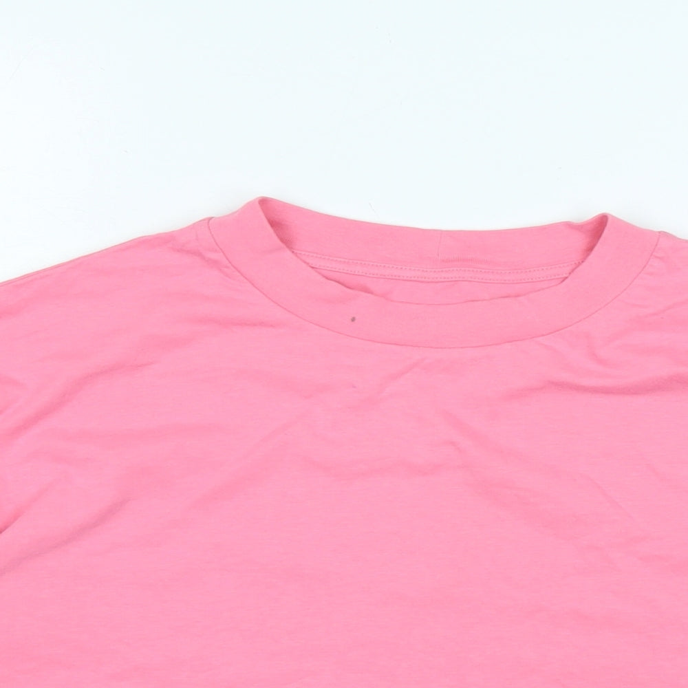 River Island Womens Pink Cotton Basic T-Shirt Size 8 Crew Neck