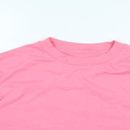 River Island Womens Pink Cotton Basic T-Shirt Size 8 Crew Neck
