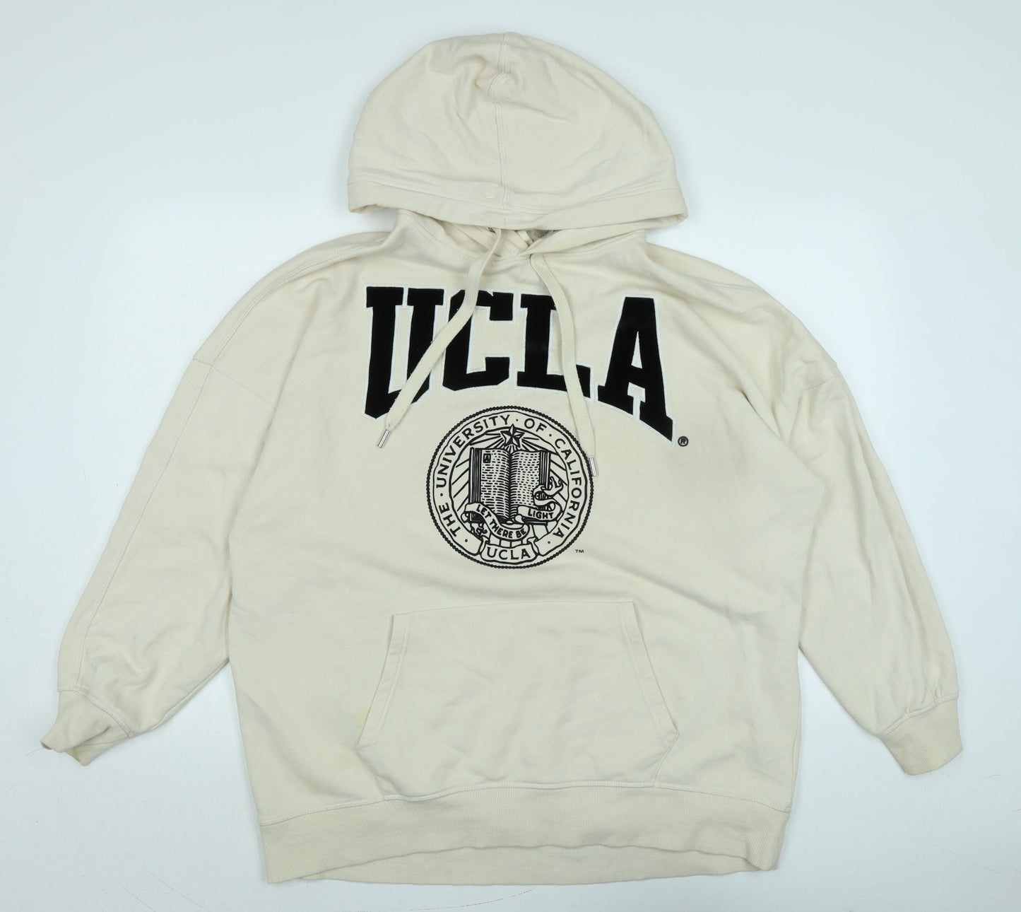 H&M Mens Beige Polyester Pullover Hoodie Size S - Logo - UCLA - The University of California