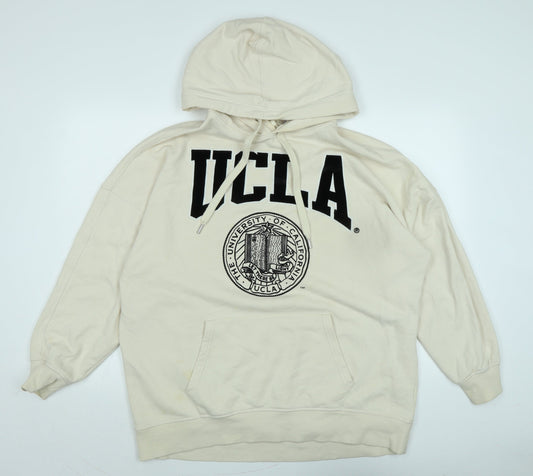 H&M Mens Beige Polyester Pullover Hoodie Size S - Logo - UCLA - The University of California