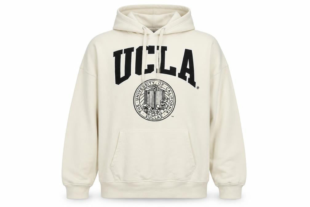 H&M Mens Beige Polyester Pullover Hoodie Size S - Logo - UCLA - The University of California