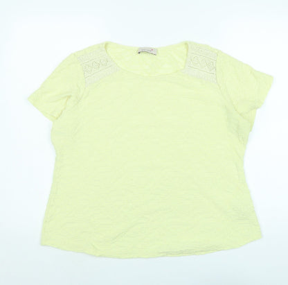Marks & Spencer Womens Yellow Polyester Basic Blouse Size 18 Scoop Neck