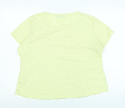 Marks & Spencer Womens Yellow Polyester Basic Blouse Size 18 Scoop Neck