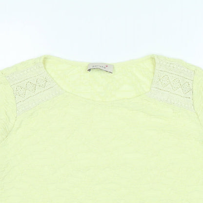 Marks & Spencer Womens Yellow Polyester Basic Blouse Size 18 Scoop Neck