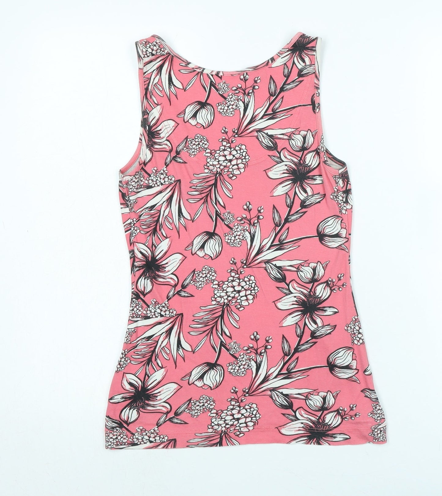 Dorothy Perkins Womens Pink Cotton Basic Tank Size 10 Scoop Neck