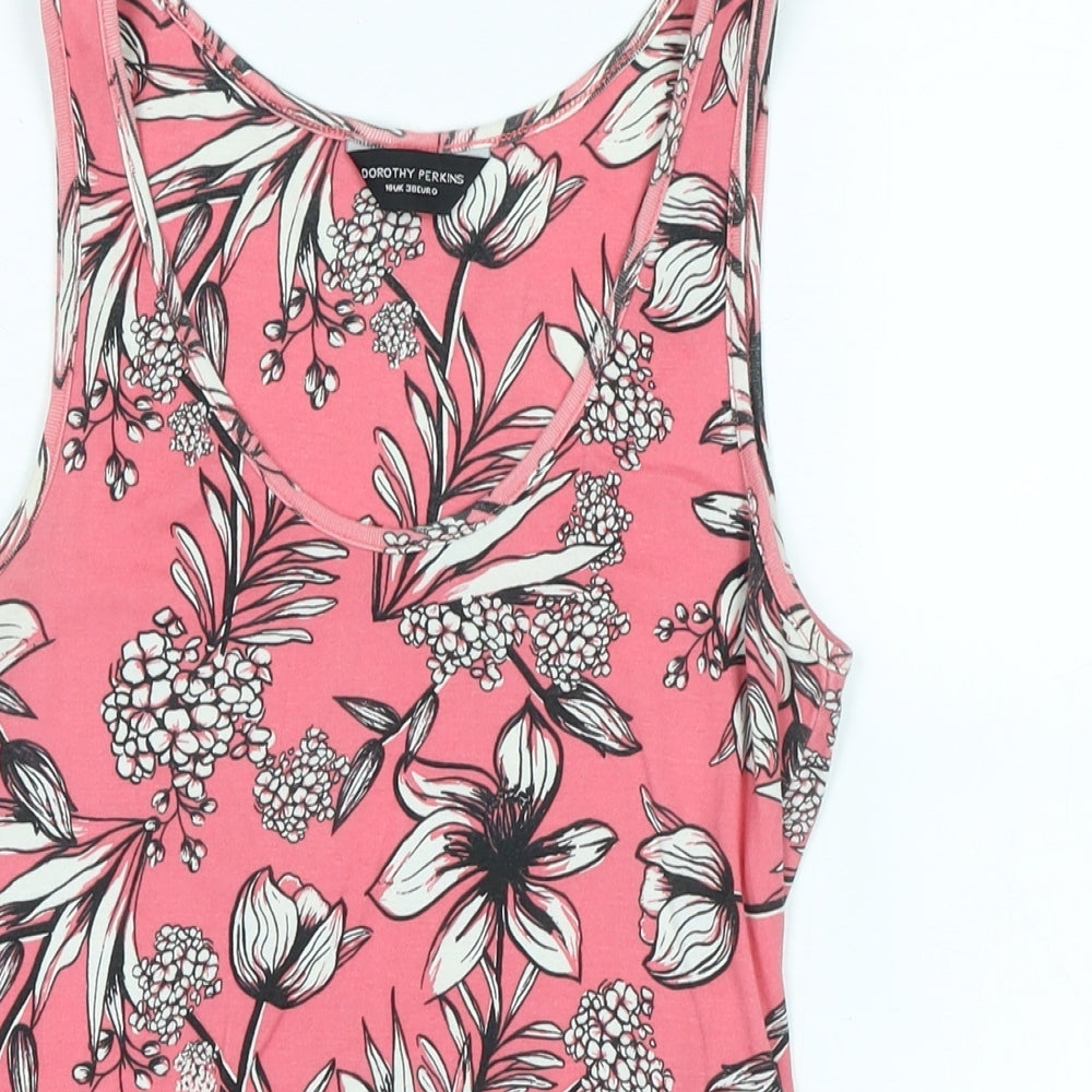 Dorothy Perkins Womens Pink Cotton Basic Tank Size 10 Scoop Neck