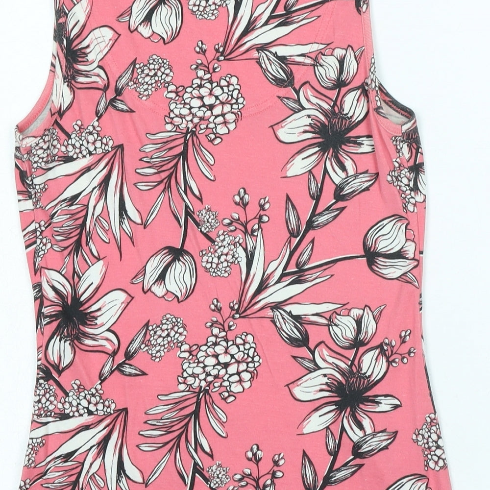 Dorothy Perkins Womens Pink Cotton Basic Tank Size 10 Scoop Neck