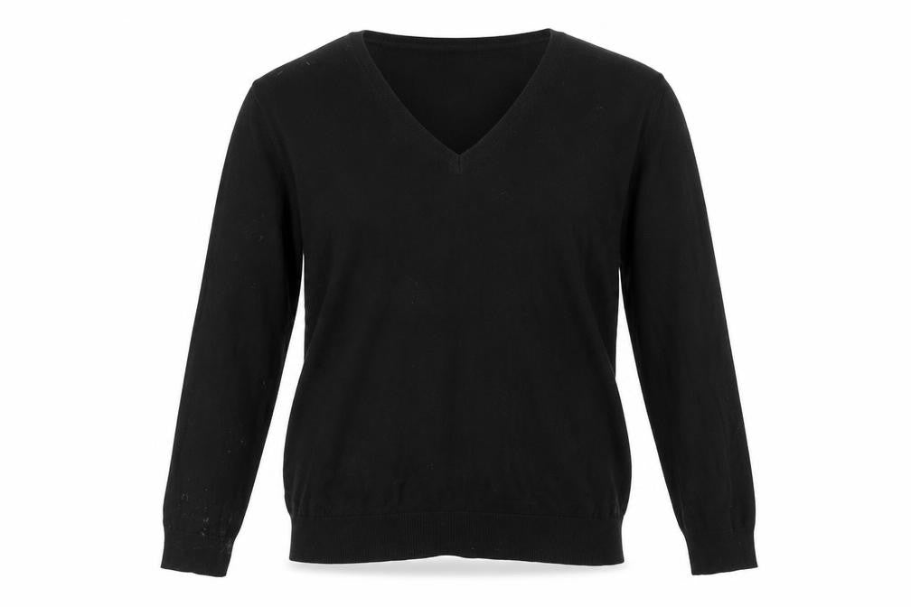 Marks & Spencer Womens Black V-Neck Viscose Pullover Jumper Size 8
