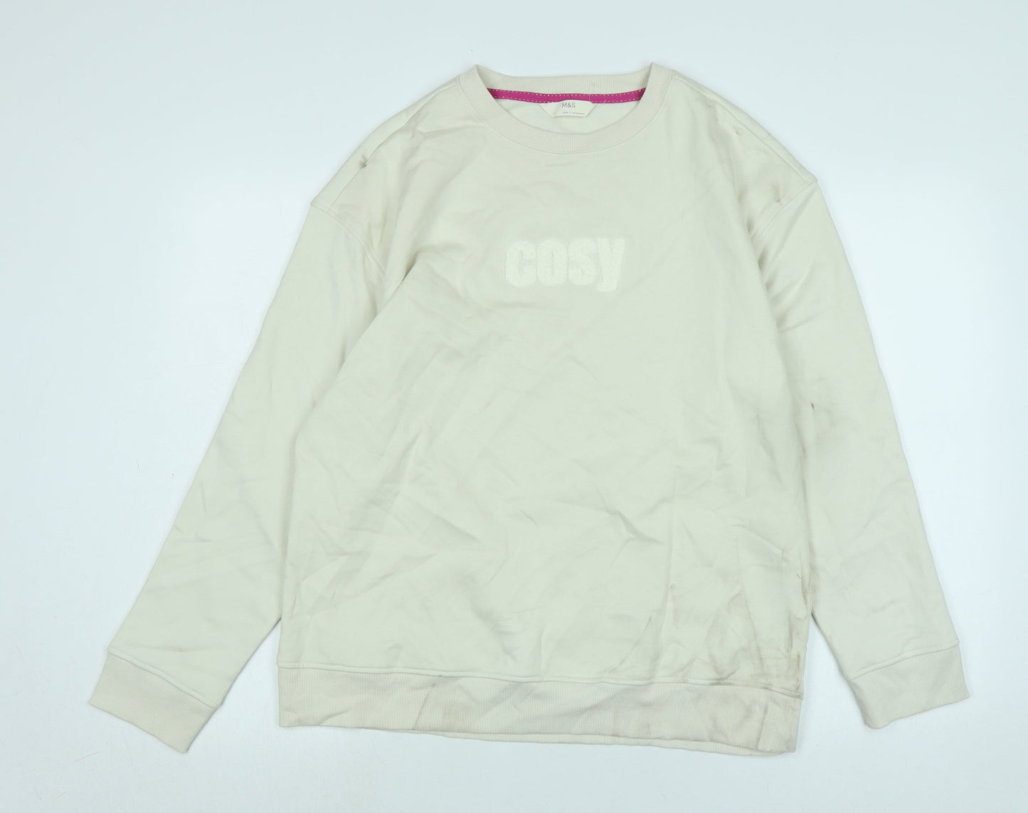 Marks and Spencer Womens Ivory Polyester Pullover Sweatshirt Size 18