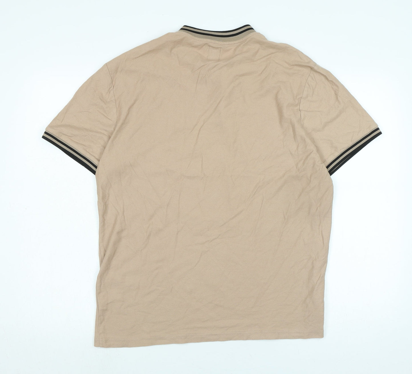 River Island Mens Brown Polyester T-Shirt Size L Crew Neck