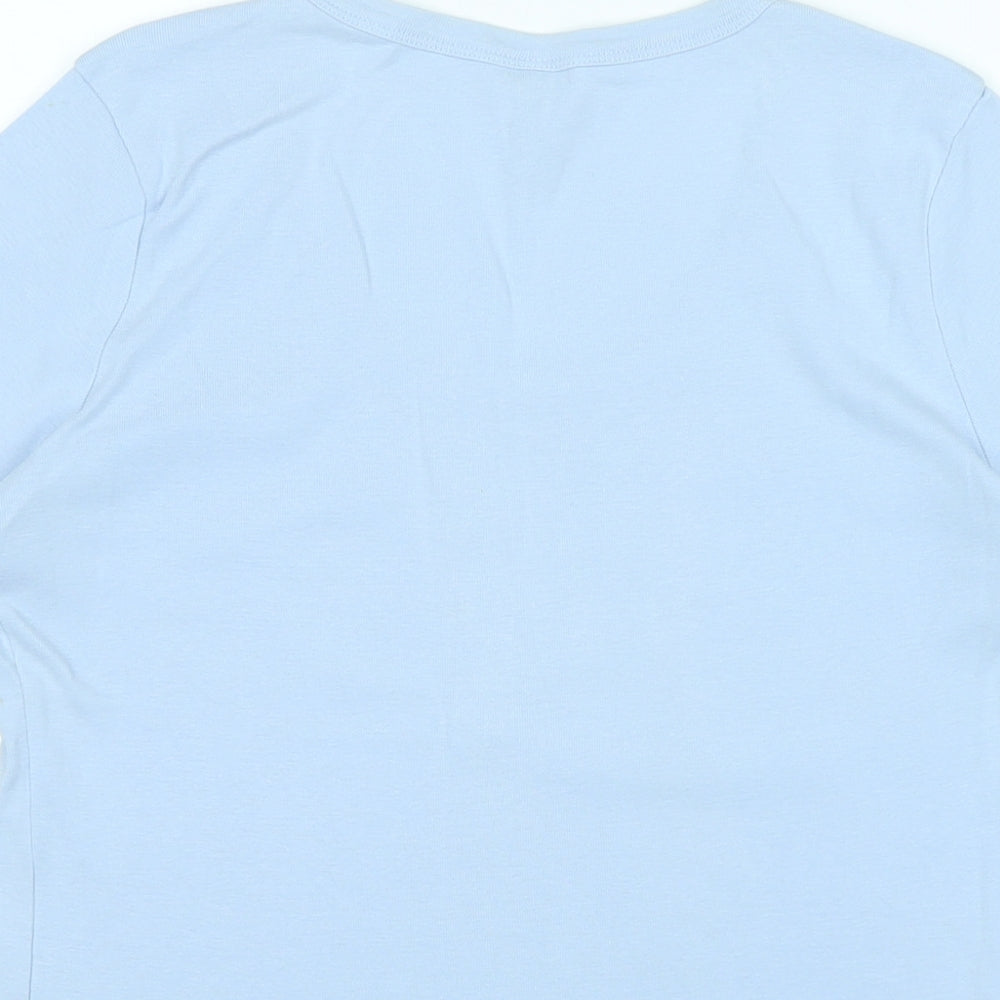 Marks and Spencer Womens Blue Cotton Basic Polo Size 14 Scoop Neck