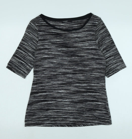 Marks and Spencer Womens Black Viscose Basic T-Shirt Size 12 Boat Neck