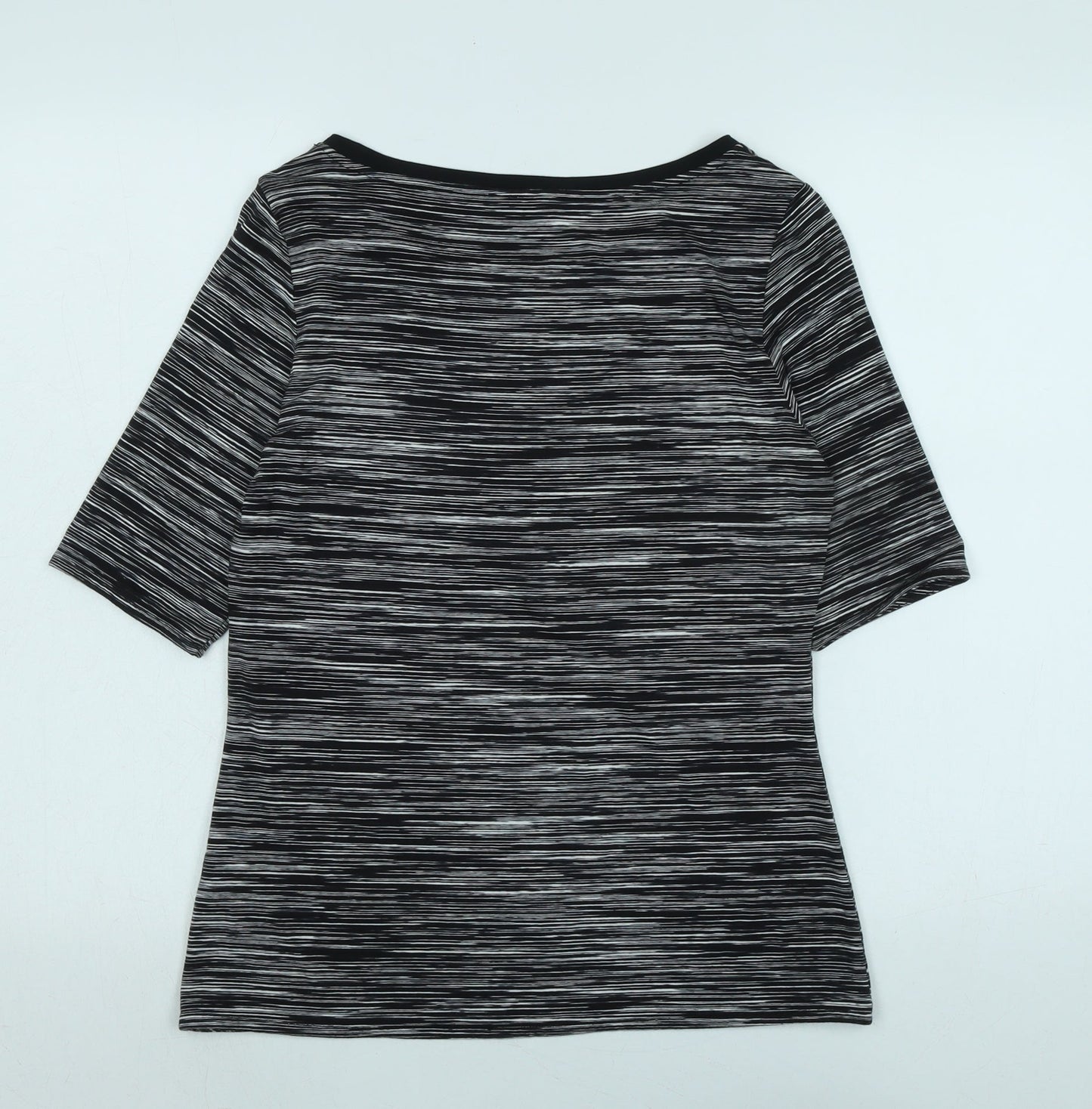 Marks and Spencer Womens Black Viscose Basic T-Shirt Size 12 Boat Neck