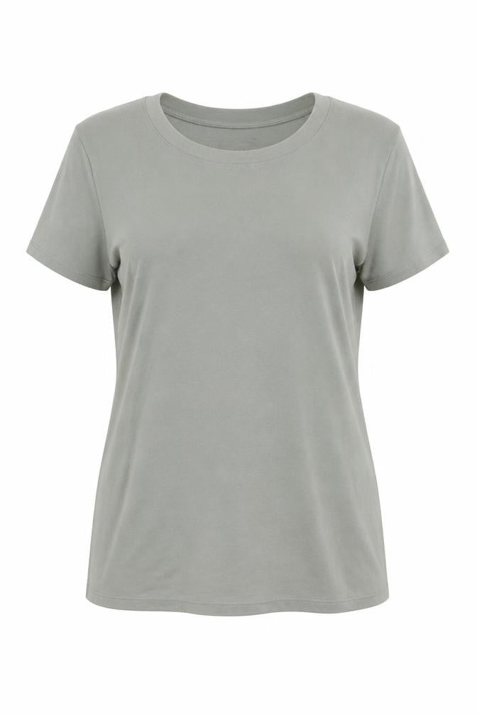 ken Womens Grey Cotton Basic T-Shirt Size XL Crew Neck
