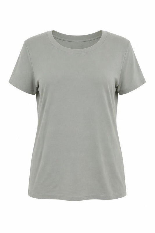 ken Womens Grey Cotton Basic T-Shirt Size XL Crew Neck