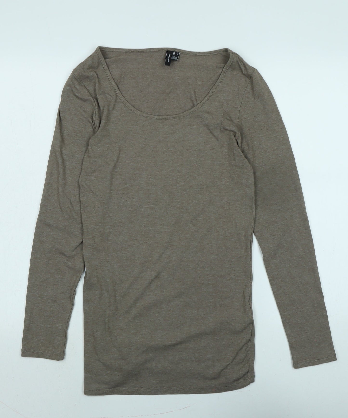 Vera Moda Womens Beige Cotton Jersey T-Shirt Size M Scoop Neck