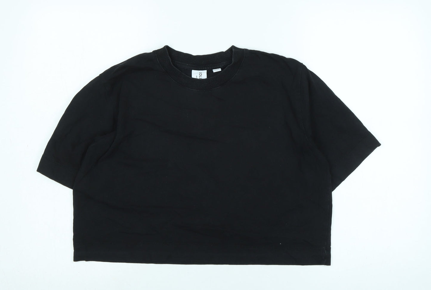 COLLUSION Womens Black Cotton Basic T-Shirt Size 12 Crew Neck