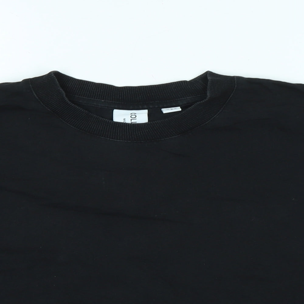 COLLUSION Womens Black Cotton Basic T-Shirt Size 12 Crew Neck