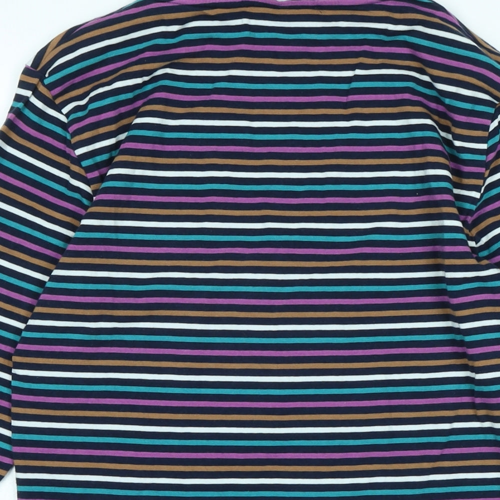 Marks and Spencer Womens Multicoloured Mock Neck Striped Cotton Pullover Jumper Size 12