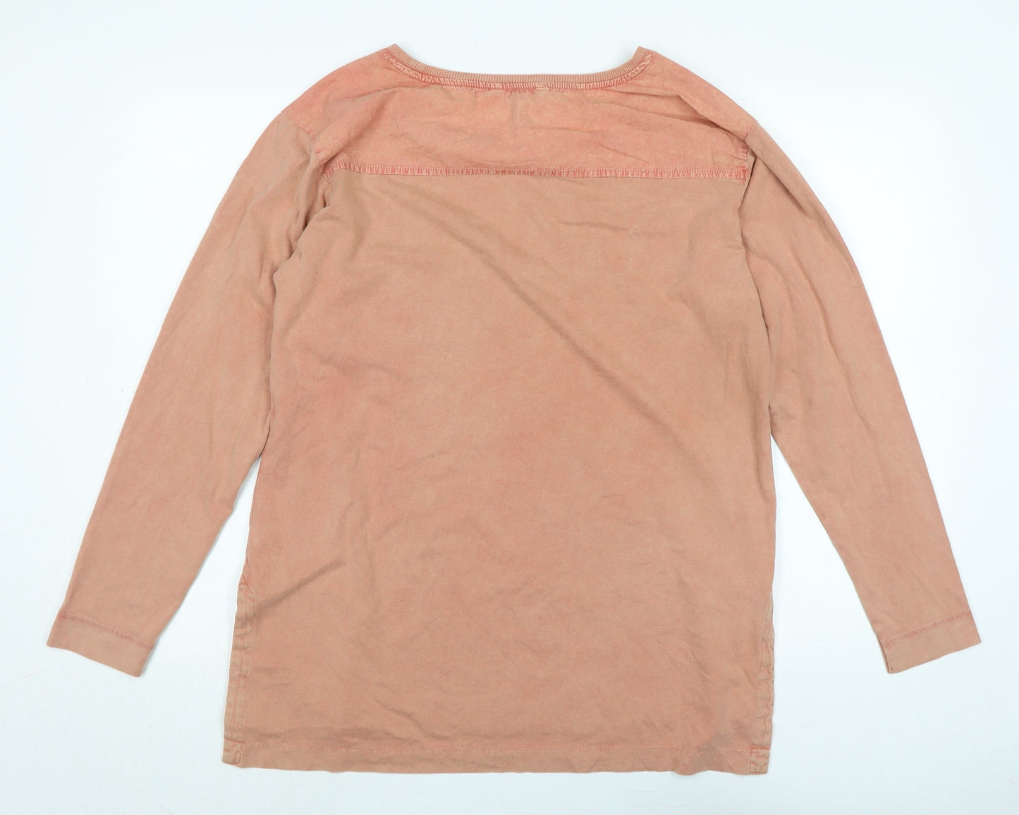 NEXT Womens Orange Cotton Jersey T-Shirt Size 12 Scoop Neck - Distressed