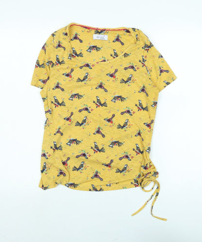 Marks & Spencer Womens Yellow Cotton Basic Blouse Size 10 Scoop Neck