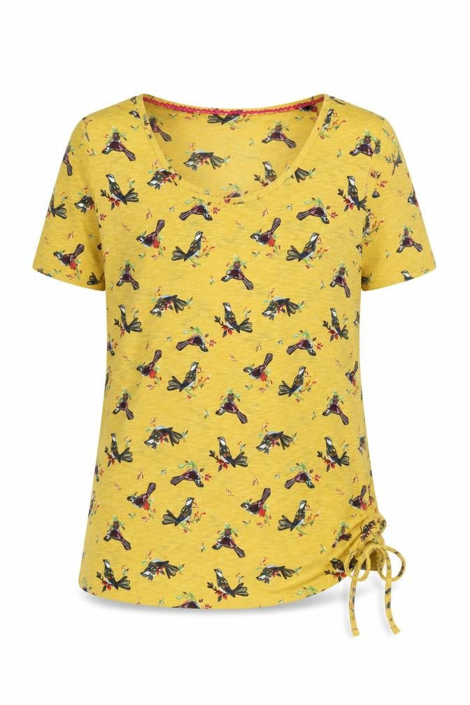 Marks & Spencer Womens Yellow Cotton Basic Blouse Size 10 Scoop Neck