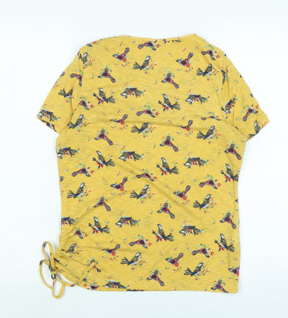 Marks & Spencer Womens Yellow Cotton Basic Blouse Size 10 Scoop Neck