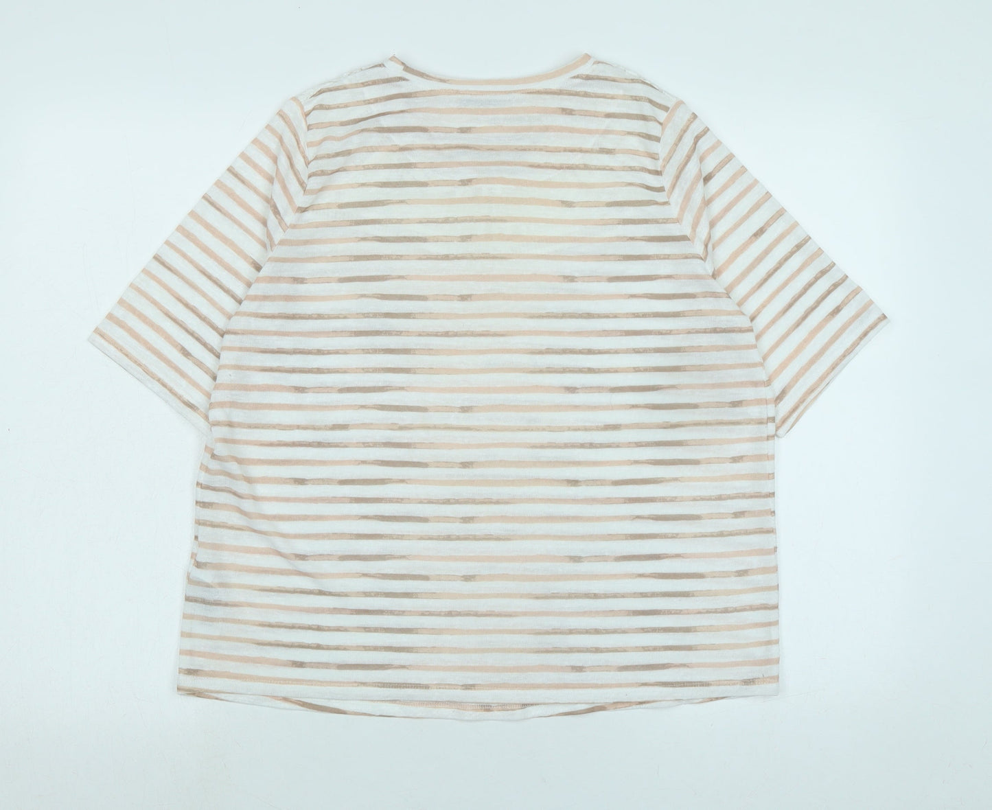Marks and Spencer Womens White Cotton Basic Blouse Size 16 Crew Neck - Lace Detail
