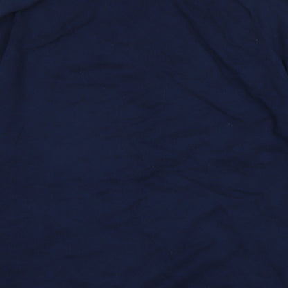 Marks & Spencer Mens Blue Collared Cotton Pullover Jumper Size M Long Sleeve