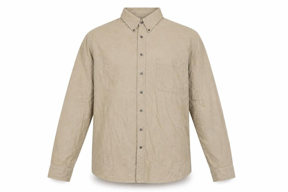 Sonoma Mens Beige Cotton Blend Button-Up Size L Collared Button