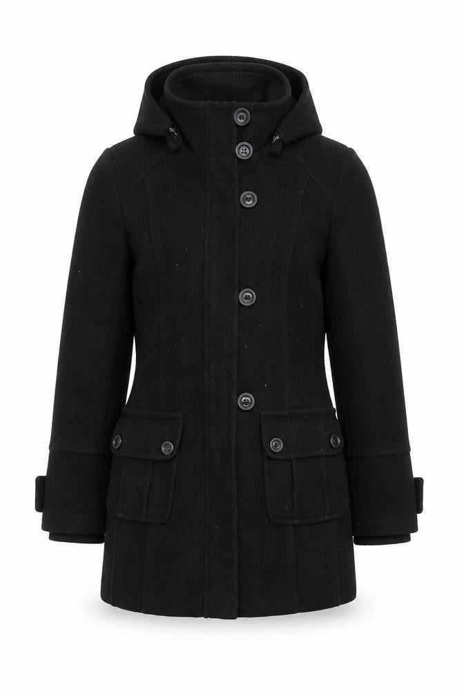 NEXT Womens Black Overcoat Coat Size 10 Zip