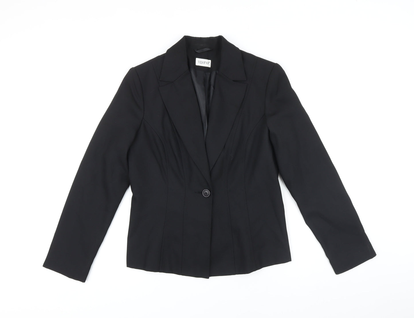 Together Womens Black Jacket Blazer Size 12 Button