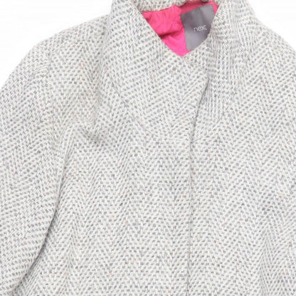 Next Womens Grey Overcoat Coat Size 16 Snap